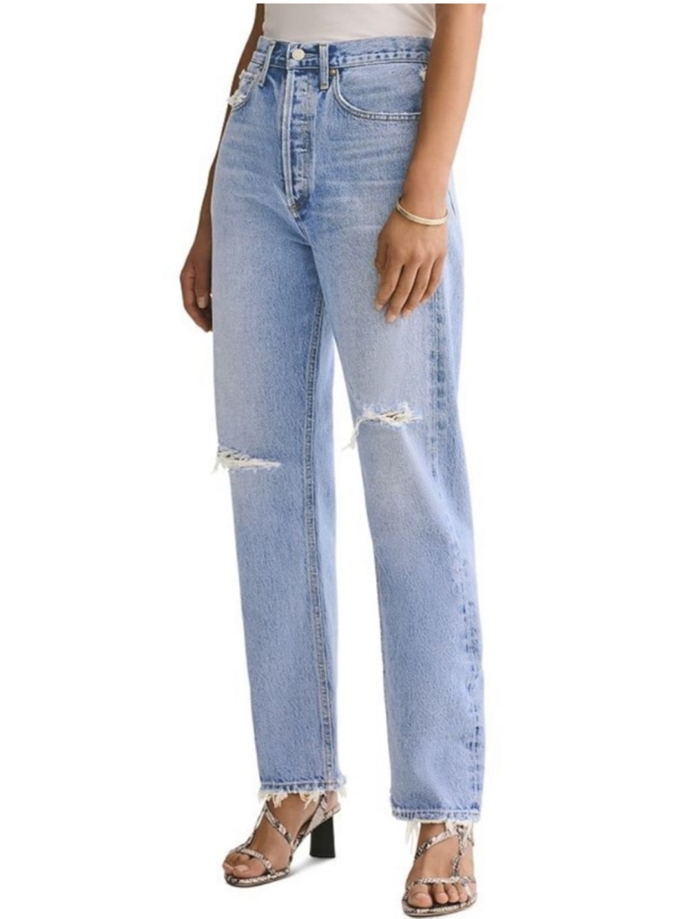 AGOLDE 90s Loose Fit Mid Rise Jeans Women’s Size 23 Captured Distressed Organic
